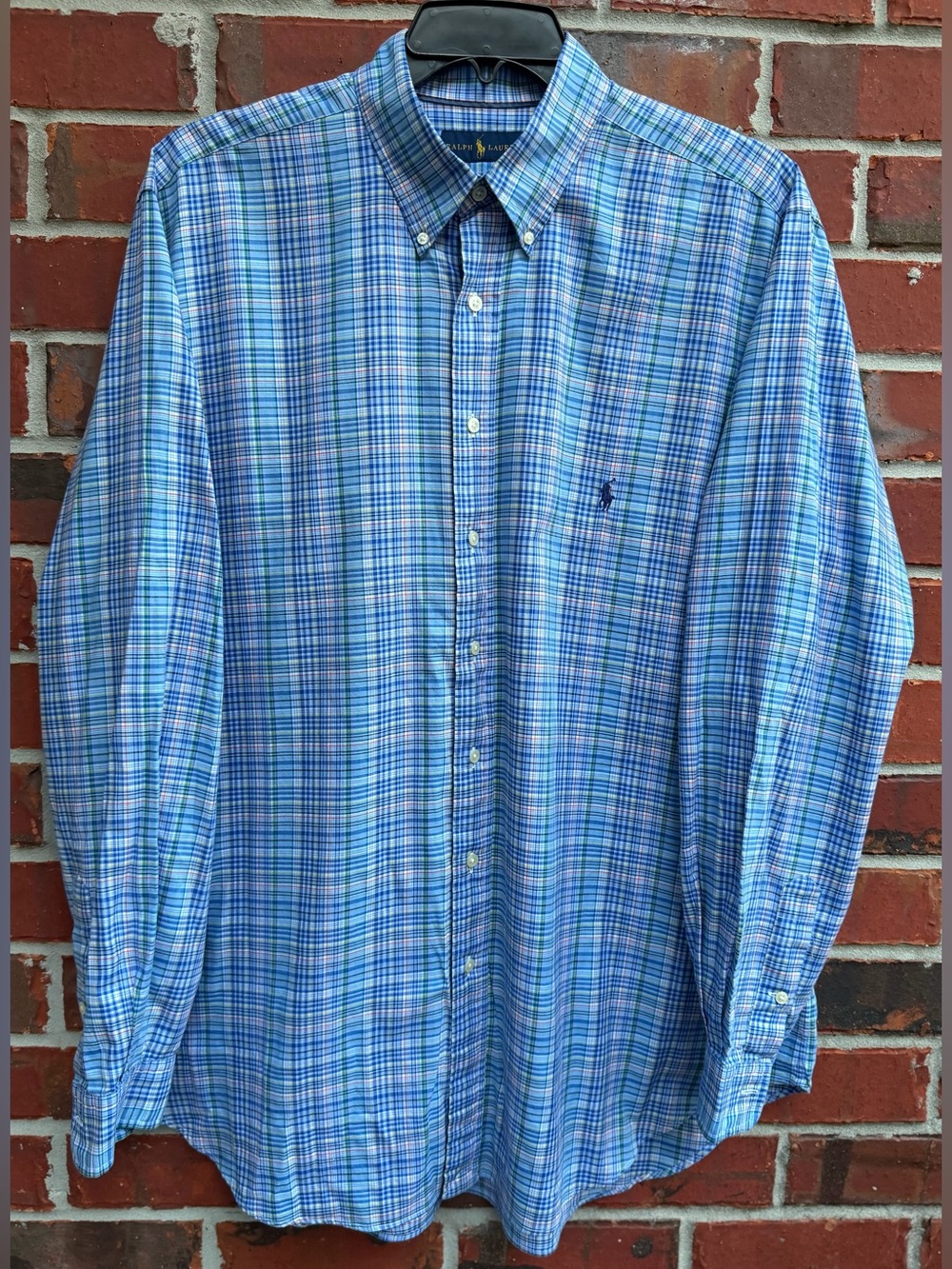 Polo Ralph Lauren Men’s XLT Light Blue Plaid Button-Down Long Sleeve Shirt P4 - Picture 1 of 7